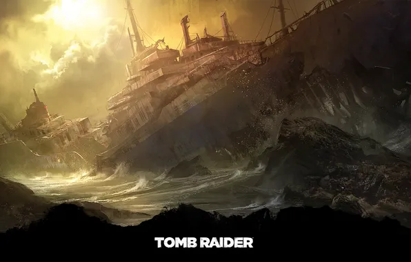 Картинка море, шторм, корабль, Tomb Raider