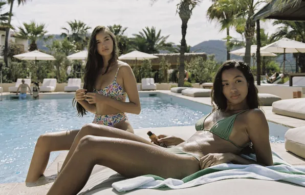 Pool, girls, models, gorgeous, swimwear