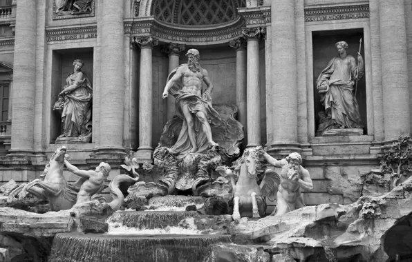 Italy, Rome, historic, monument, Trevi Fountain