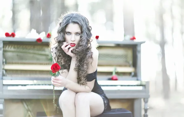 Розы, макияж, пианино, piano, Sarah Stiles