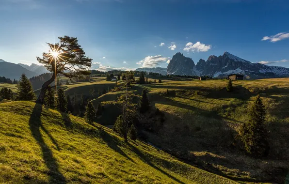 Пейзаж, горы, утро