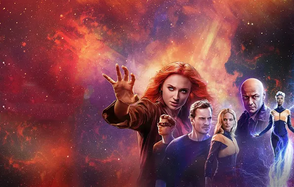 James McAvoy, Michael Fassbender, Jennifer Lawrence, Sophie Turner, X Men, Dark Phoenix, Люди икс