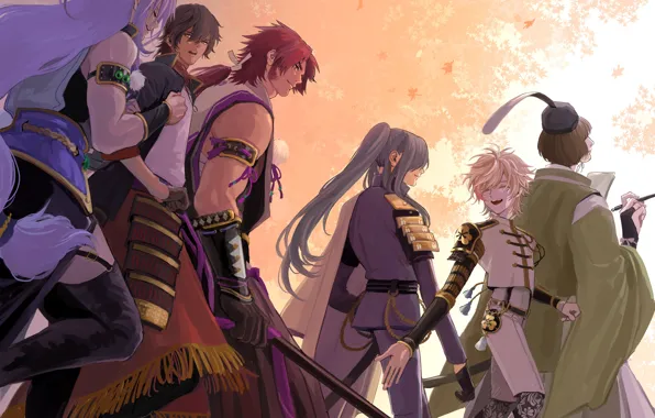 Арт, парни, воины, Touken Ranbu, Танец мечей