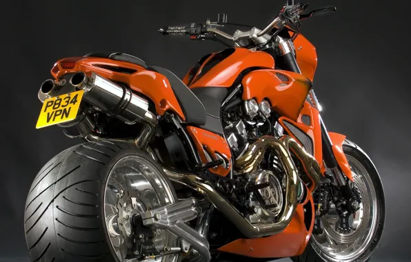 Tuning, motorcycle, Yamaha V-MAX, custom, orange, Yamaha VMAX, bold lines, beautiful design