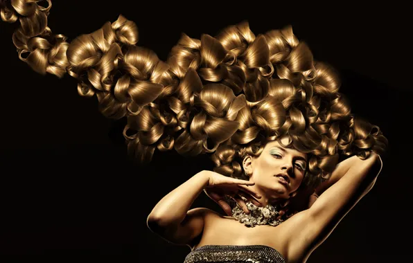 Girl, gold, beautiful, lady, women, hair