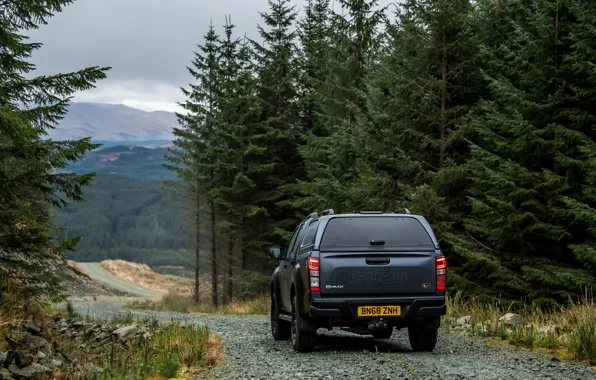 Деревья, пикап, 2018, Isuzu, на дороге, Huntsman, D-Max, UK version