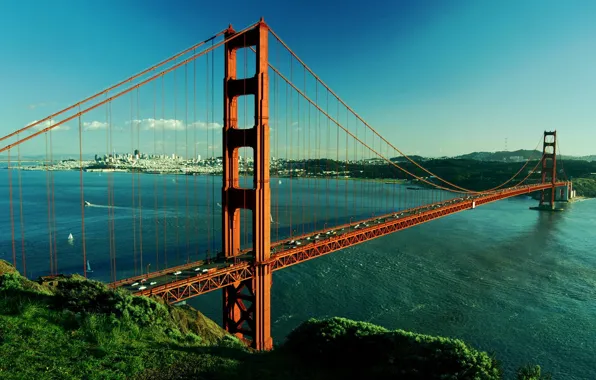 Картинка река, Мост, Сан-Франциско, Золотые Ворота