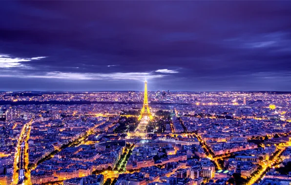 Картинка ночь, город, фото, Франция, Париж