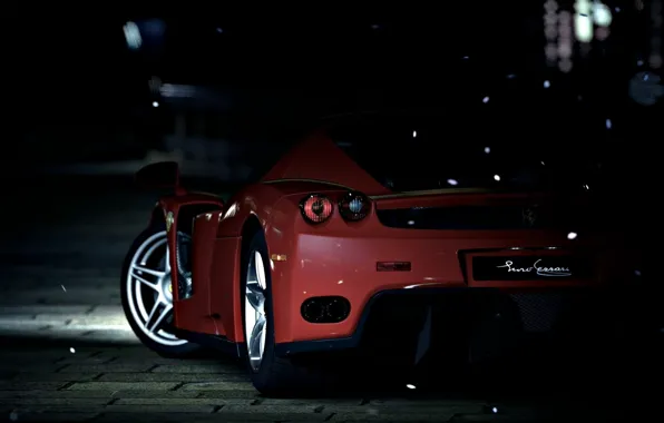 Ferrari, Enzo, night, Supercar