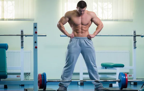 Man, training, weight lifting