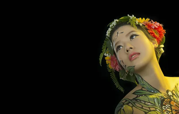 Картинка девушка, портрет, азиатка, боди арт, body painting, hani nguyễn
