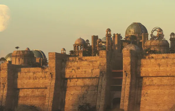 Стены, ворота, крепость, строения, Desert city