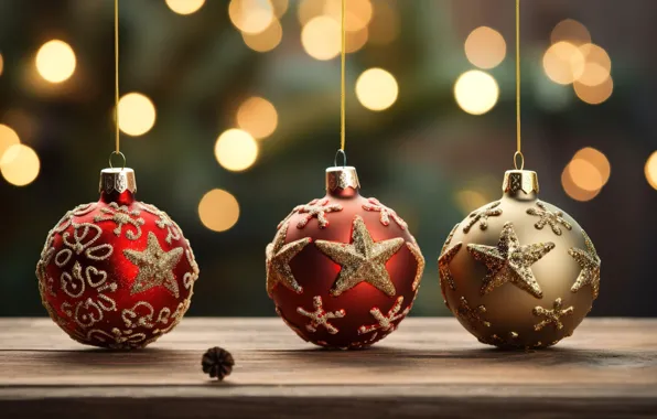 Фон, шары, Новый Год, Рождество, golden, new year, happy, Christmas