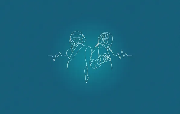 Музыка, минимализм, music, Daft Punk, minimalism, синий фон, blue background, Дафт Панк