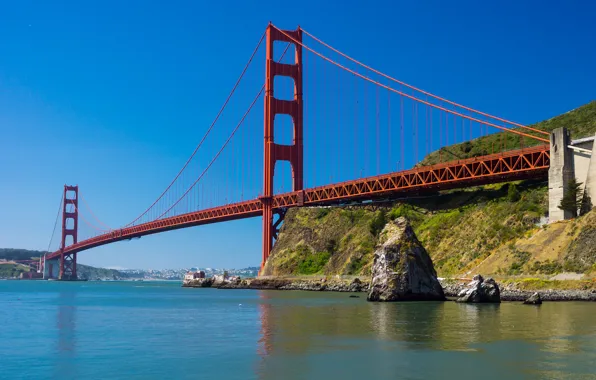 Картинка небо, мост, залив, Сан-Франциско, Золотые ворота