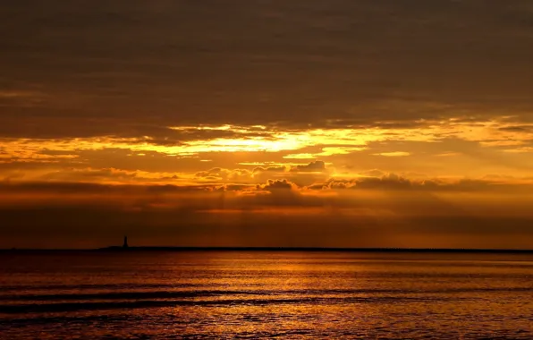 Sea, ocean, sunset, water, wave
