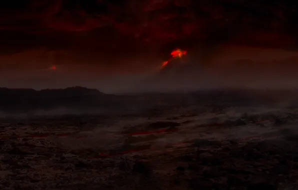 Картинка огонь, вулкан, извержение