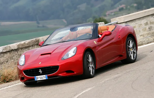 Картинка дорога, авто, red, феррари, Ferrari California