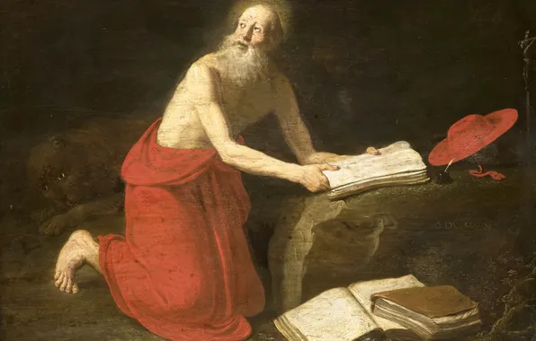 Масло, картина, мифология, Святой Иероним, 1682, Gerrit de Haen