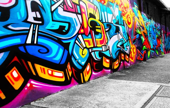 Стиль, стена, узоры, краски, рисунок, colors, wall, graffiti