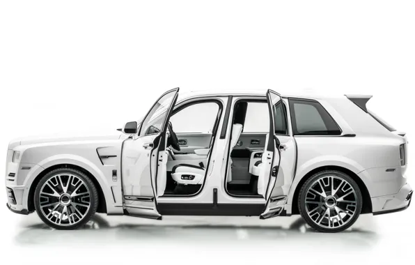 Дизайн, Rolls-Royce, белый фон, эксклюзив, люкс, мансори, Cullinan, Mansory Wide body