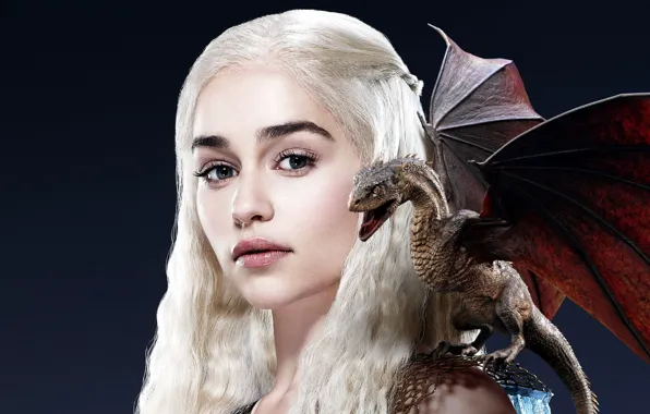 Обои Взгляд, Девушка, Дракон, Сериал, Game Of Thrones, Игра.