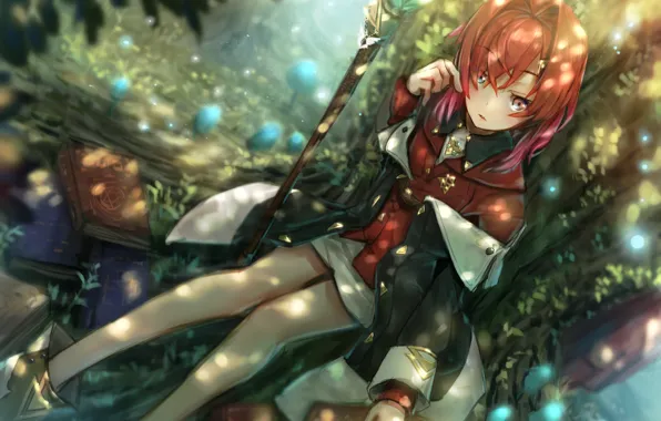 Девушка, дерево, Nijisanji, магические книги, Ange Katrina