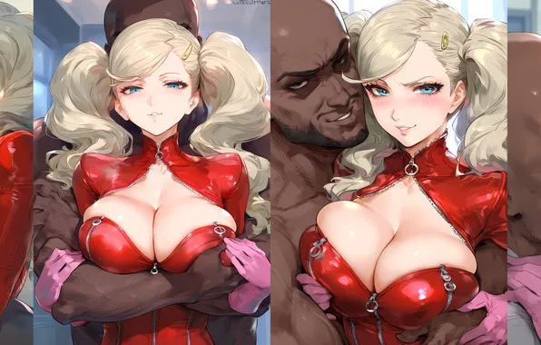 Black & white, black man, anime girl, Persona 5, sexy chick, Game art, Ann Takamaki, …