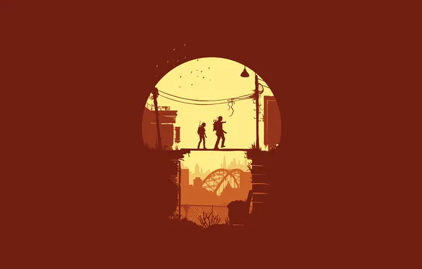 Игра, минимализм, сериал, game, minimalism, красный фон, series, The Last of Us