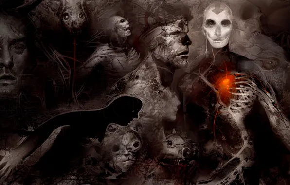 Картинка сердце, тень, horor, психоделика, self, Andrew Jones, Art_old