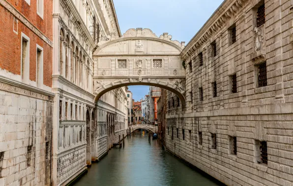 Небо, Италия, Венеция, дворец дожей, мост Вздохов, Дворцовый канал