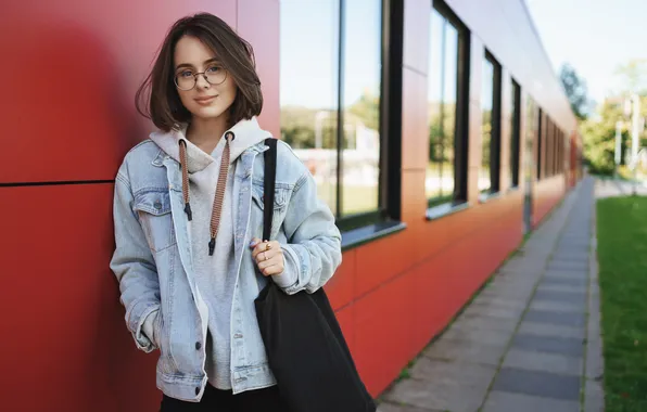 Concept, girl, young, stylish, student, college