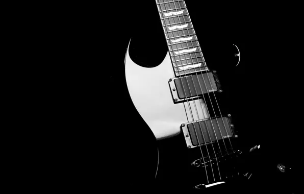 Картинка черный, гитара, отблески