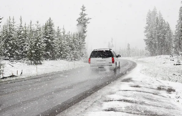 Winter, Snow, GMC, Road