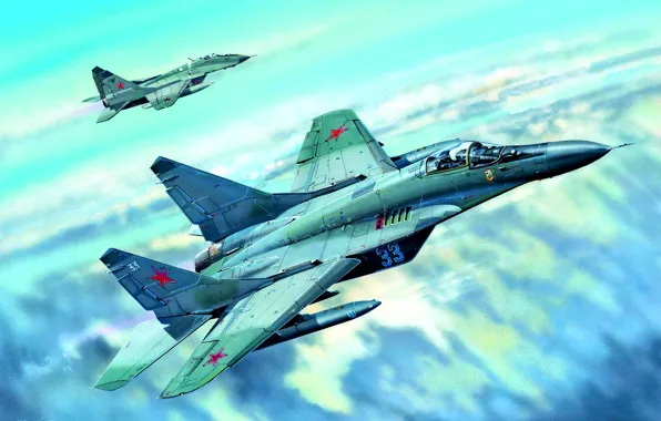 Картинка Облака, пара, поколения, многоцелевой истребитель, истребителей, реактивных, четвёртого, ВКС России