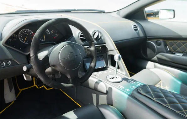 Lamborghini, Lamborghini Murcielago, Murcielago, steering wheel, car interior