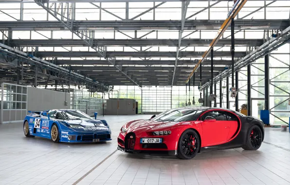 Bugatti, пара, суперкары, 2018, Sport, Chiron, EB110, Bugatti EB110 SS LM