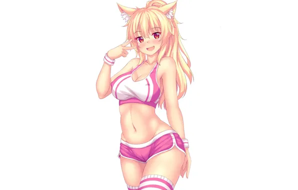 Девушка, спорт, шорты, топик