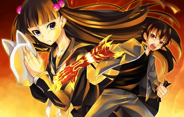 Аниме, арт, двое, Sousei no Onmyouji, Бенио, Две звезды Онмёджи, Рокудо