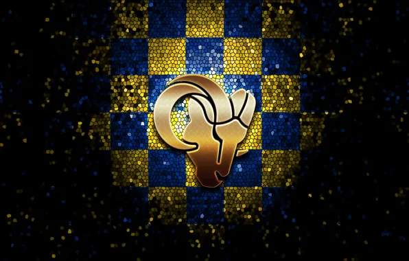 Wallpaper, sport, logo, NFL, glitter, checkered, Los Angeles Rams