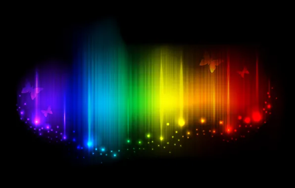 Картинка бабочки, радуга, спектр, искорки