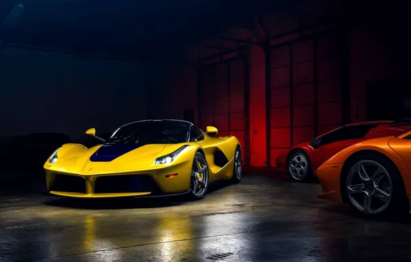 Картинка Light, Ferrari, Cool, Front, Color, Yellow, Supercar, Garage