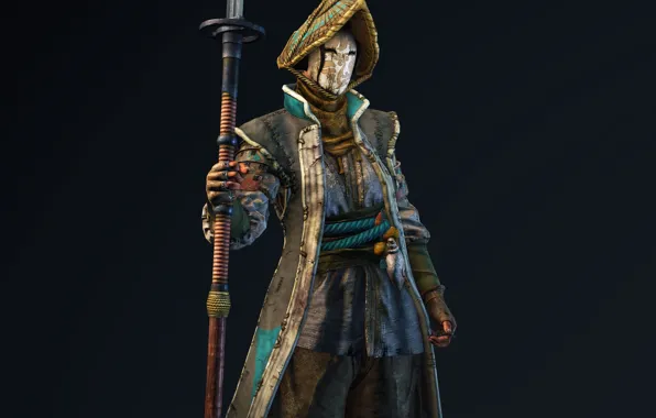 Weapon, hat, blade, samurai, mask, warrior, spear, straw hat