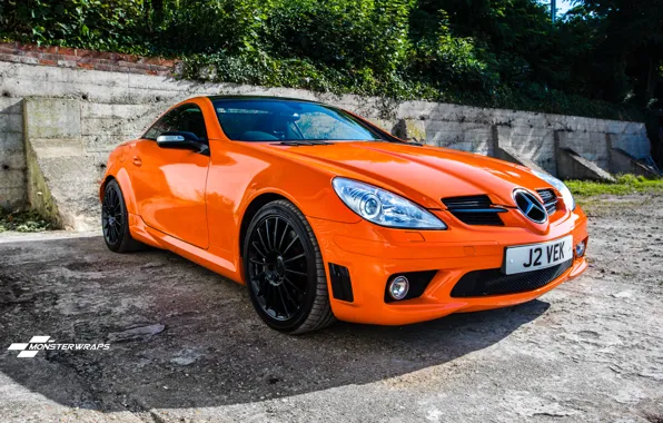 Картинка Mercedes, Orange, AMG, Silver, SLK, wrap