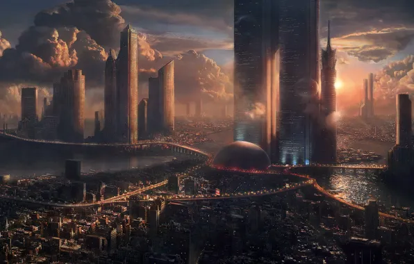 City, future, space