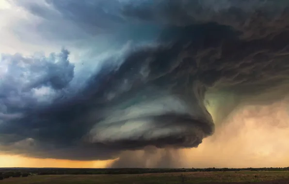 Картинка небо, тучи, буря, США, Техас, штат, вращающаяся гроза, Суперселл