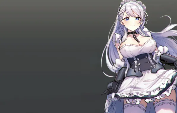 Girl, sexy, cleavage, thighhighs, long hair, dress, boobs, anime