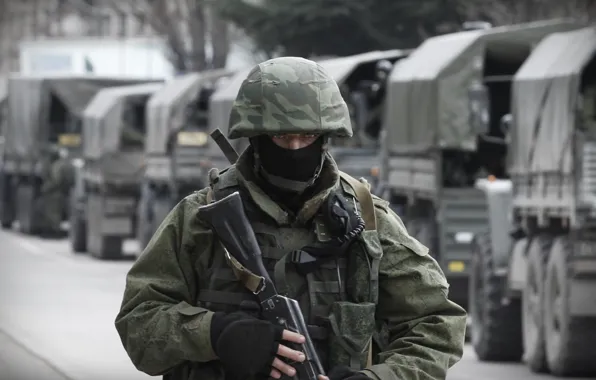 Картинка маска, солдат, автомат, шлем, Россия, Крым, военный, Республика