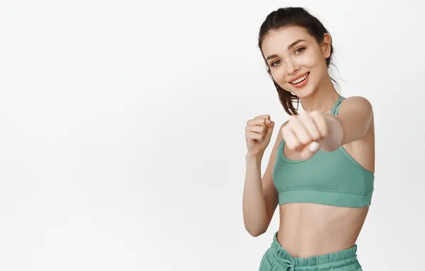Girl, exercise, sports, fitness, smiled