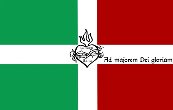 Green, fire, red, Italy, heart, cross, flag, Italia